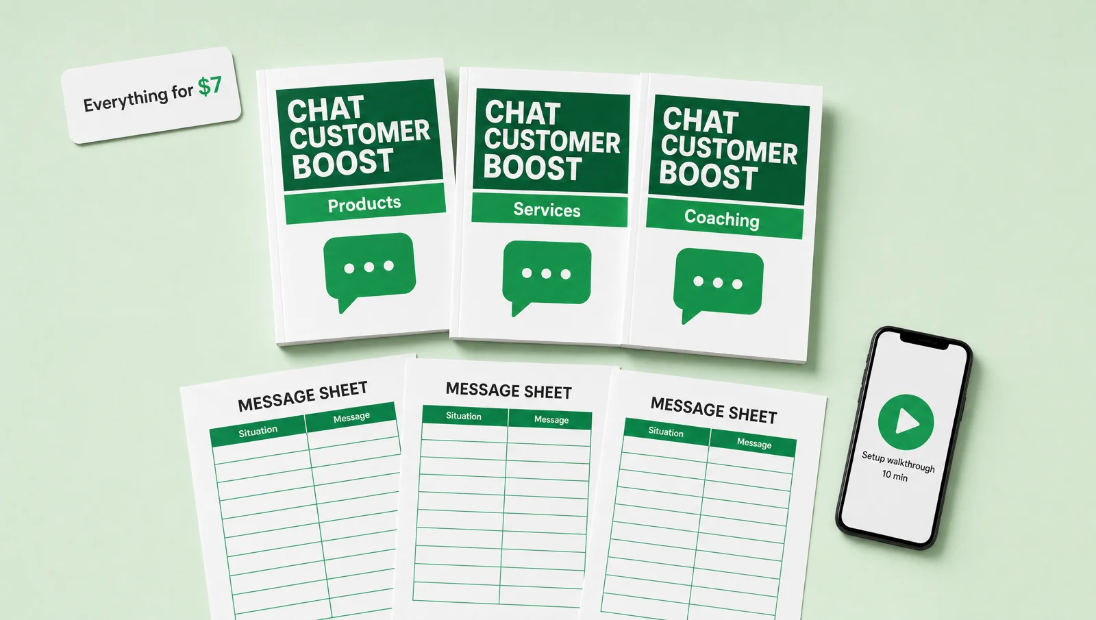 Everything included: three guides, three Message Sheets and the walkthrough